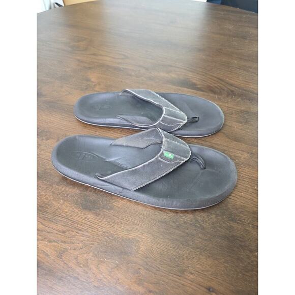 Sanuk Flip Flops Sandls Mens Size 12 Black Beer Cozy Thong Slip On Yoga CL 0810 - Picture 3 of 16